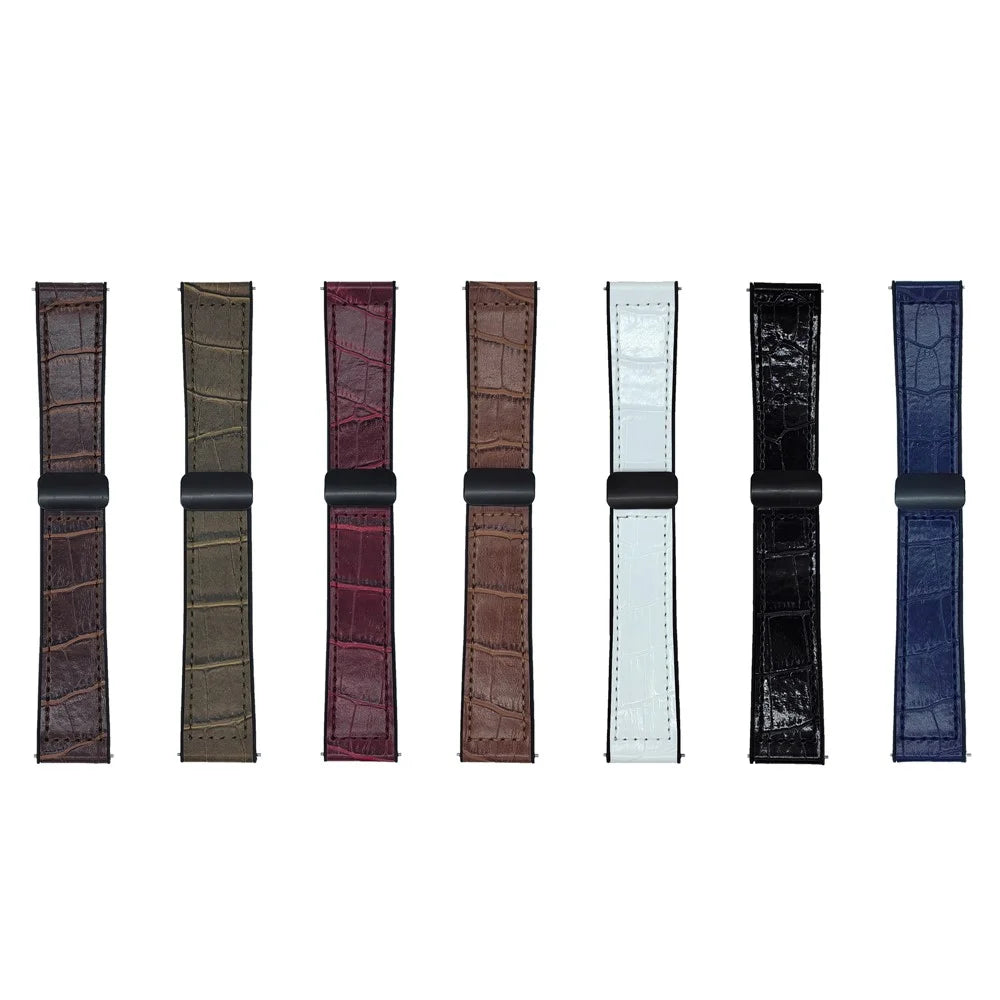 22mm Watch Band for Huawei Watch GT 5 46mm Bamboo Texture PU Covered Silicone Strap with Magnetic Buckle - Black - 7
