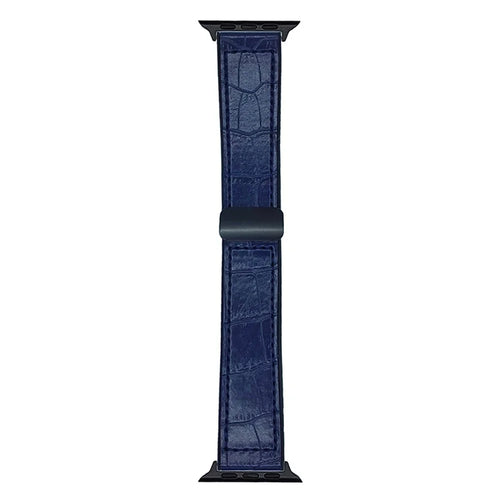 Watch Band for Apple Watch Series 11 10 42mm / 9 8 7 41mm / SE3 SE2 SE 6 5 4 40mm / 3 2 1 38mm Bamboo Texture PU Covered Silicone Strap - Midnight Blue - 1