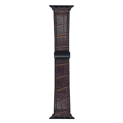 Watch Band for Apple Watch Ultra 3 2 1 49mm / Series 11 10 46mm / 9 8 7 45mm / SE3 SE2 SE 6 5 4 44mm / 3 2 1 42mm Bamboo Texture PU Covered Silicone Strap - Coffee - 1