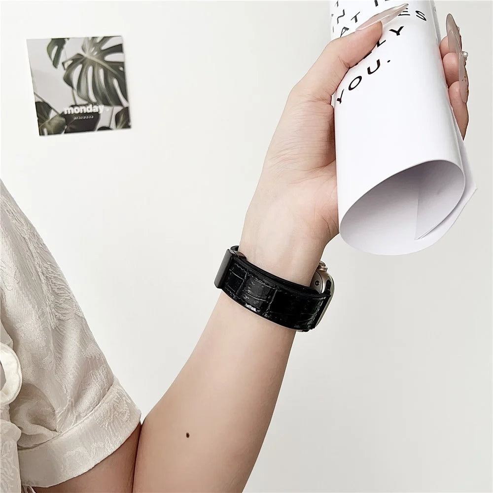 Watch Band for Apple Watch Ultra 3 2 1 49mm / Series 11 10 46mm / 9 8 7 45mm / SE3 SE2 SE 6 5 4 44mm / 3 2 1 42mm Bamboo Texture PU Covered Silicone Strap - Coffee - 4