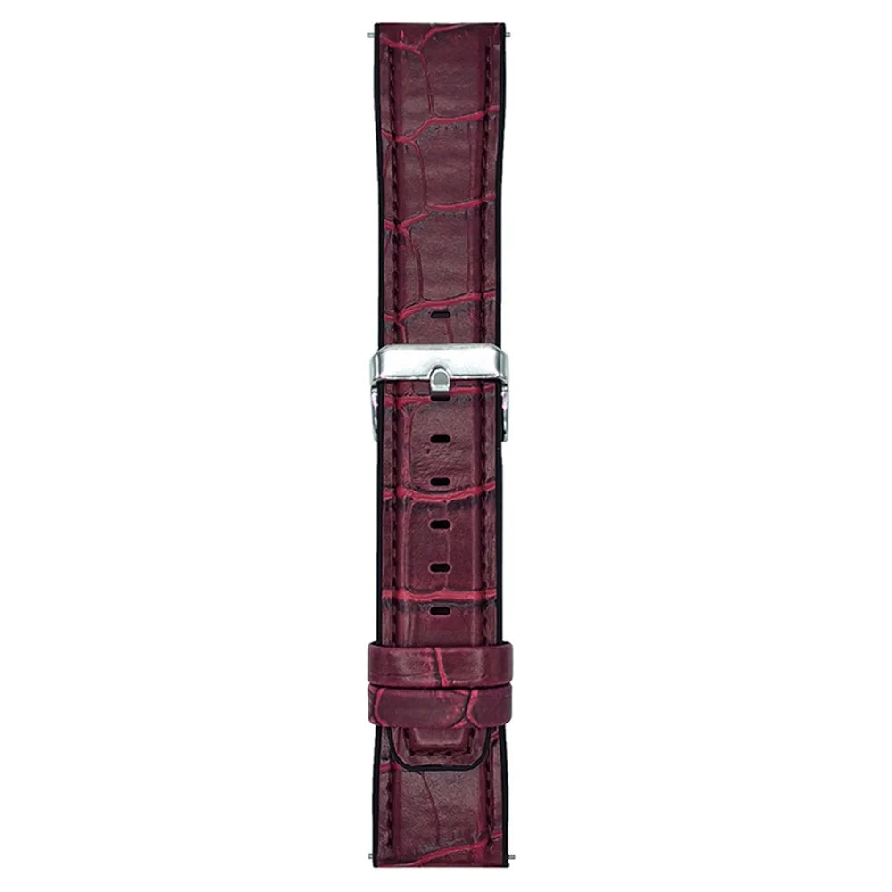 20mm Replacement Strap for Samsung Galaxy Watch7 44mm / 40mm Silicone Watch Band Bamboo Texture PU Covered - Wine Red - 1
