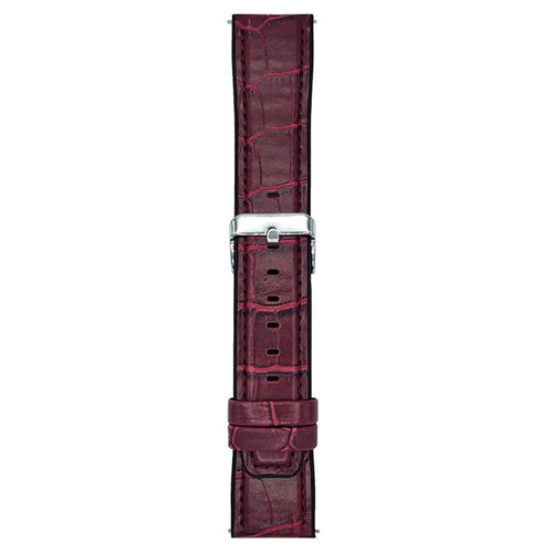 20mm Replacement Strap for Samsung Galaxy Watch7 44mm / 40mm Silicone Watch Band Bamboo Texture PU Covered - Wine Red - 1