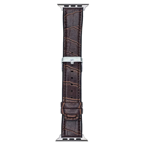 Replacement Strap for Apple Watch Series 11 10 42mm / 9 8 7 41mm / SE3 SE2 SE 6 5 4 40mm / 3 2 1 38mm Bamboo Texture PU + Silicone Watch Band - Coffee - 1