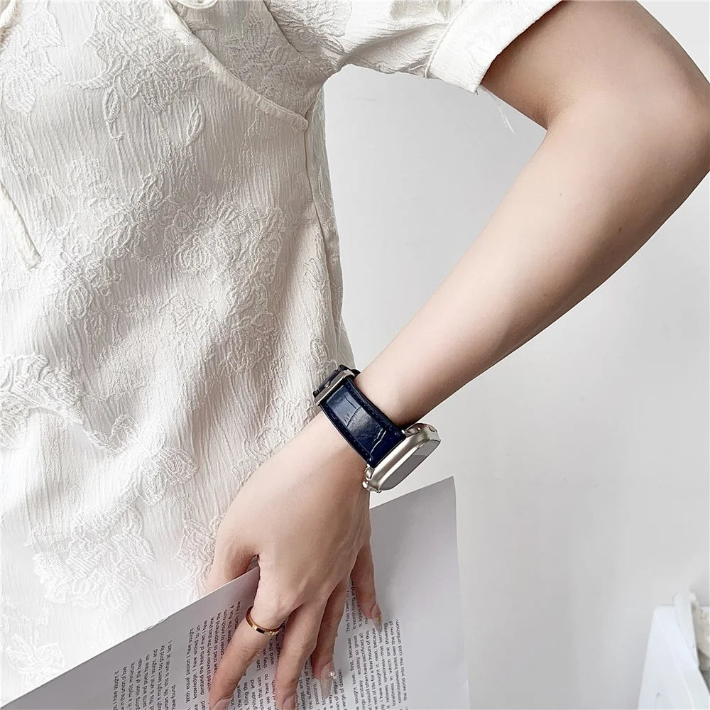 Replacement Strap for Apple Watch Series 11 10 42mm / 9 8 7 41mm / SE3 SE2 SE 6 5 4 40mm / 3 2 1 38mm Bamboo Texture PU + Silicone Watch Band - Coffee - 2