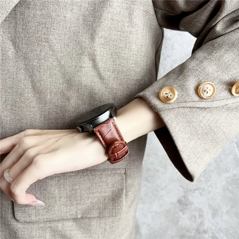 18mm Replacement Strap for Huawei Watch GT 5 41mm  /  4 41mm Bamboo Pattern Leather Watch Band - Coffee - 3