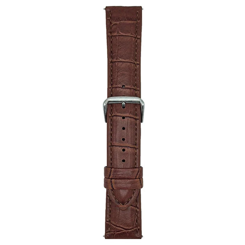 20mm Replacement Strap for Samsung Galaxy Watch7 44mm / 40mm Bamboo Pattern Leather Watch Band - Dark Brown - 1