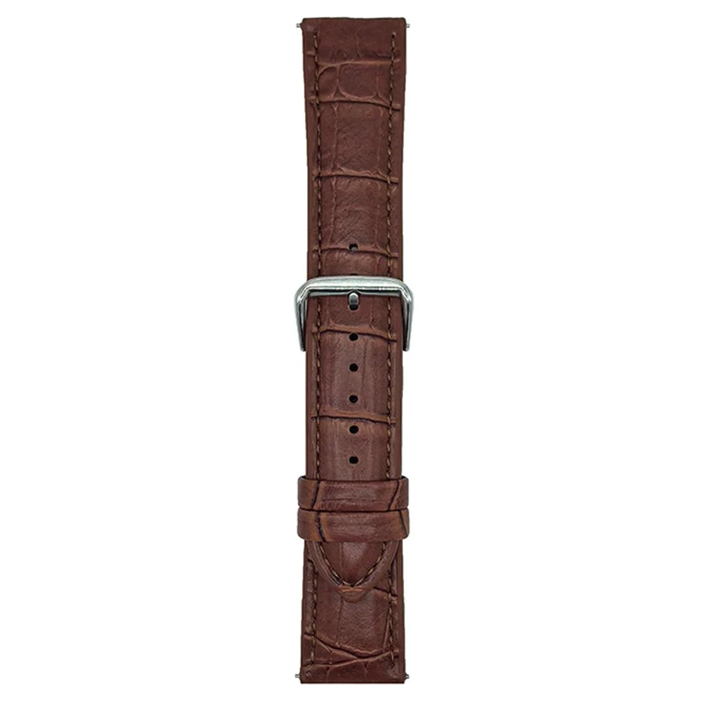 20mm Replacement Strap for Samsung Galaxy Watch7 44mm / 40mm Bamboo Pattern Leather Watch Band - Dark Brown - 1