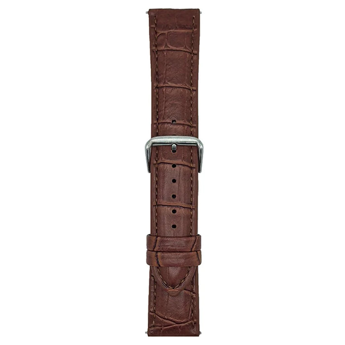 20mm Replacement Strap for Samsung Galaxy Watch7 44mm / 40mm Bamboo Pattern Leather Watch Band - Dark Brown - 1