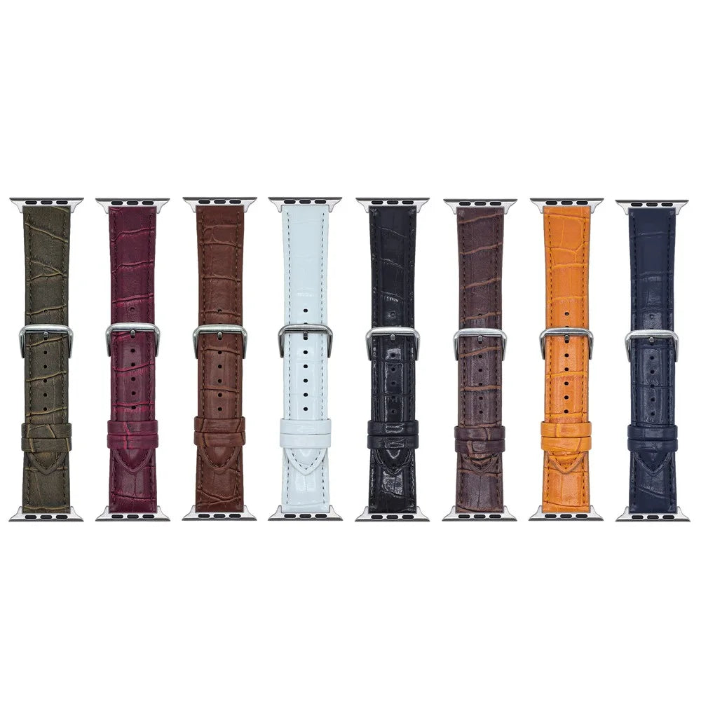 Replacement Strap for Apple Watch Ultra 3 2 1 49mm / Series 11 10 46mm / 9 8 7 45mm / SE3 SE2 SE 6 5 4 44mm / 3 2 1 42mm Bamboo Pattern Leather Watch Band - Tan - 7