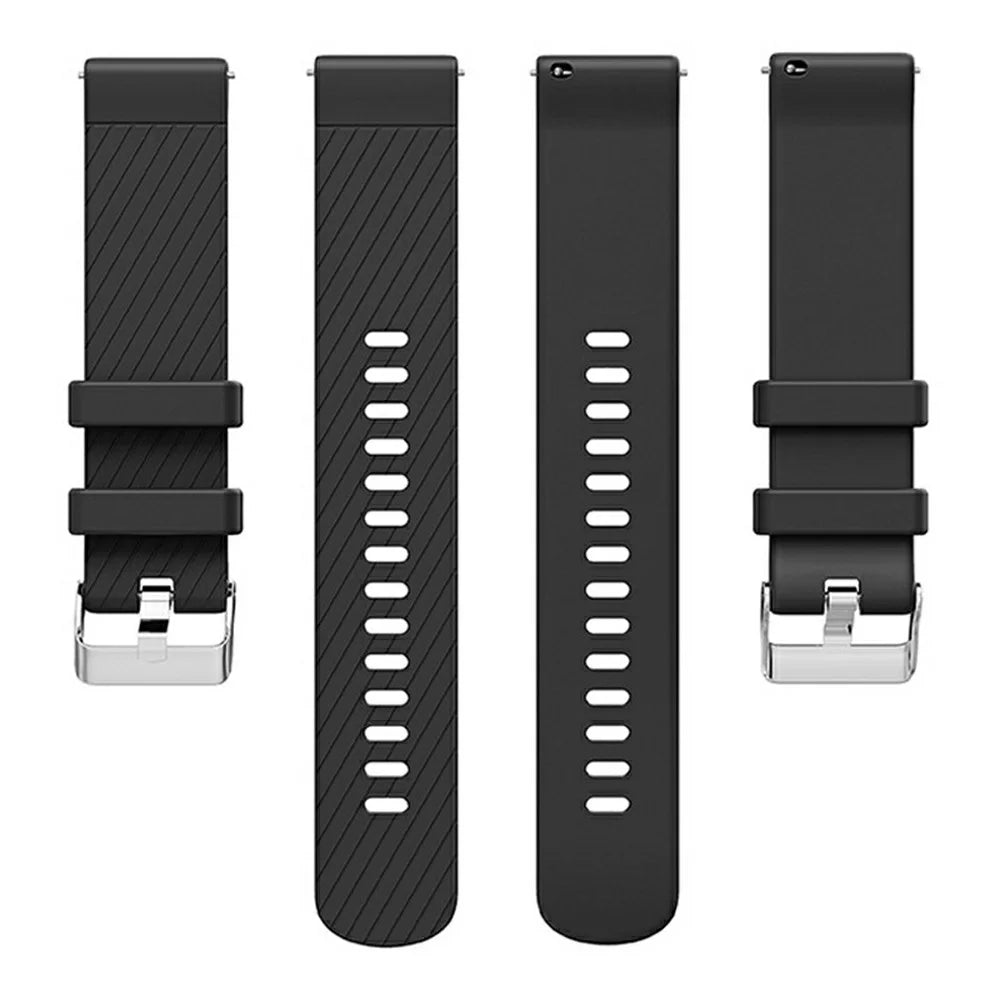 20mm Strap for Samsung Galaxy Watch 5 Pro 45mm / Watch 5 44mm / 40mm Universal Diagonal Striped Silicone Watch Band - Black - 4