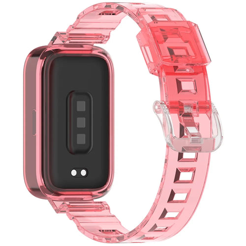 For Xiaomi Redmi Band 3  /  Smart Band 9 Active Watch Strap Color Changing Clear TPU Wrist Band - Photochromic Red - 1