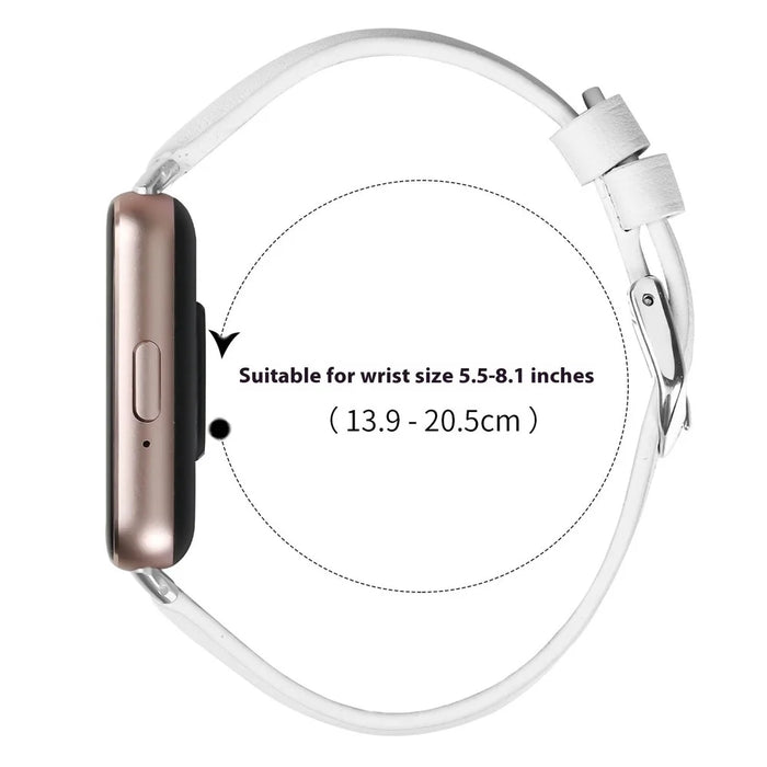 For Samsung Galaxy Fit3 Watch Band Slim Genuine Cow Leather Strap with Silver Buckle - White - 6