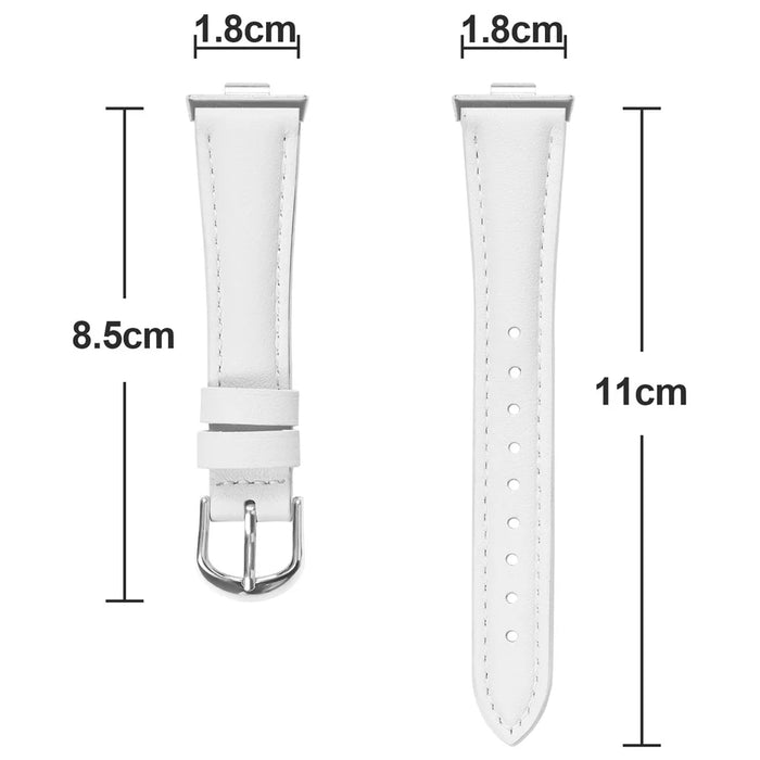 For Samsung Galaxy Fit3 Watch Band Slim Genuine Cow Leather Strap with Silver Buckle - White - 7