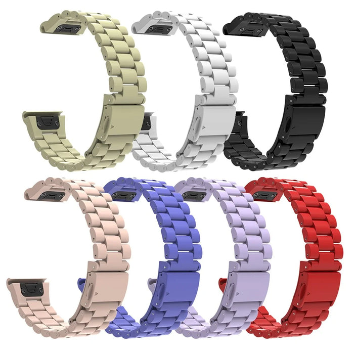 QuickFit 26mm Watch Band For Garmin Fenix 7X Pro 51mm  /  7X  /  6X Pro  /  6X Plastic Three-Bead Wrist Strap - Black - 7