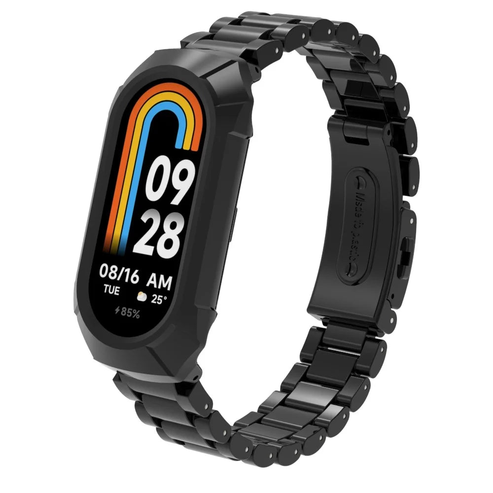 For Xiaomi Smart Band 8  /  9 NFC Watch Band Plastic Three-Bead Wrist Strap with Integrated Watch Case - Black - 2