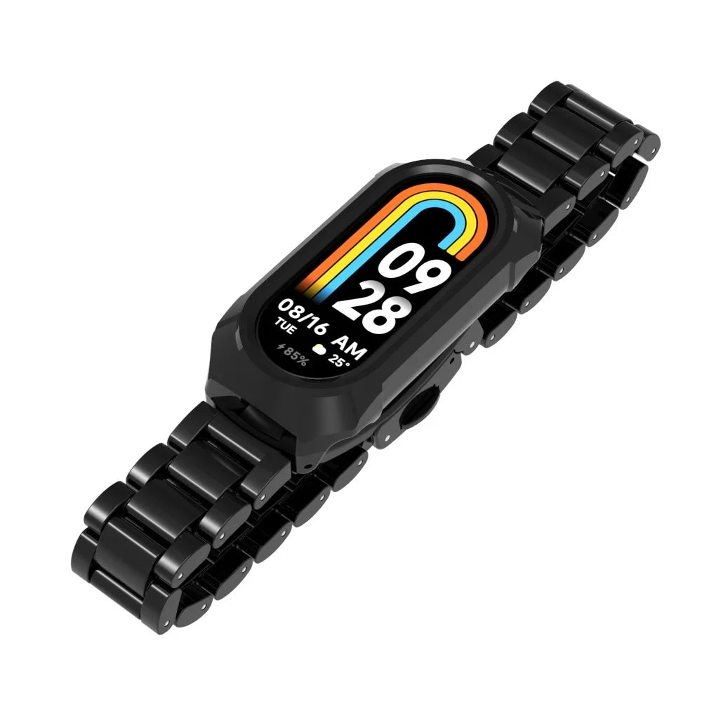 For Xiaomi Smart Band 8  /  9 NFC Watch Band Plastic Three-Bead Wrist Strap with Integrated Watch Case - Black - 3