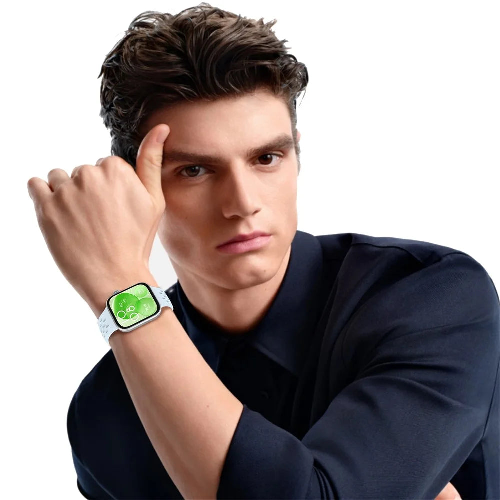 For Huawei Watch Fit 4  /  Fit 3 Watch Band Holes Design Silicone Wrist Strap - Baby Blue - 5