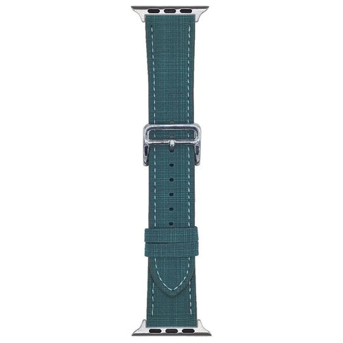 Watch Band For Apple Watch Series 11 10 42mm / 9 8 7 41mm / SE3 SE2 SE 6 5 4 40mm / 3 2 1 38mm Braided Checkered Pattern Leather Wrist Strap - Dark Green - 1