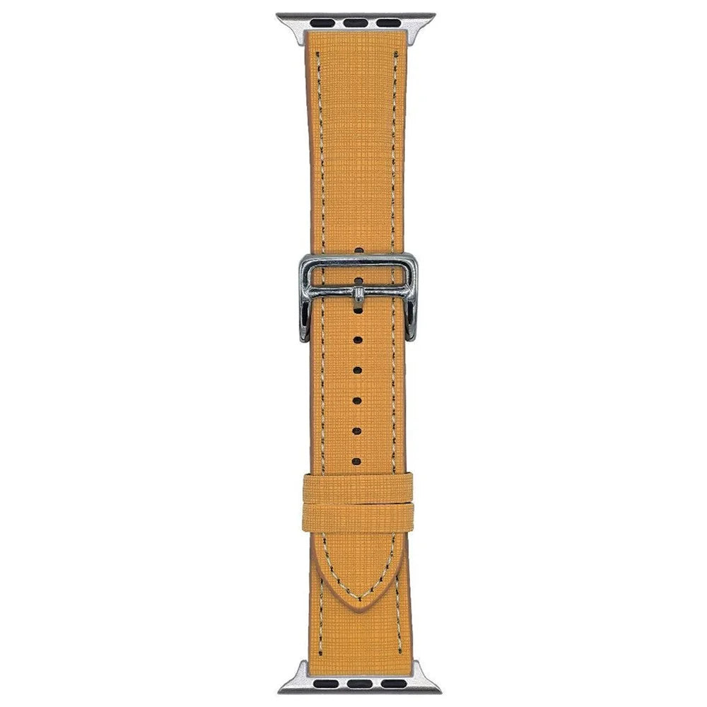 Watch Band For Apple Watch Ultra 3 2 1 49mm / Series 11 10 46mm / 9 8 7 45mm / SE3 SE2 SE 6 5 4 44mm / 3 2 1 42mm Braided Checkered Pattern Leather Wrist Strap - Orange - 1