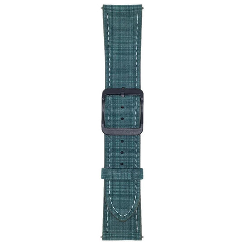 For Huawei Watch GT 5 41mm Watch Band 18mm Braided Checkered Pattern Ring Buckle Leather Wrist Strap - Dark Green - 1