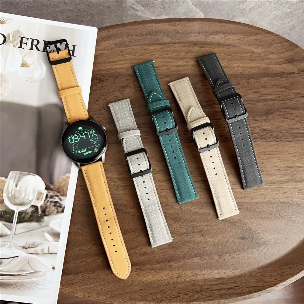 For Huawei Watch GT 5 41mm Watch Band 18mm Braided Checkered Pattern Ring Buckle Leather Wrist Strap - Dark Green - 7
