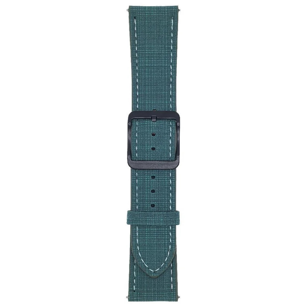 For Huawei Watch GT 5 46mm Watch Band 22mm Braided Checkered Pattern Ring Buckle Leather Wrist Strap - Dark Green - 1