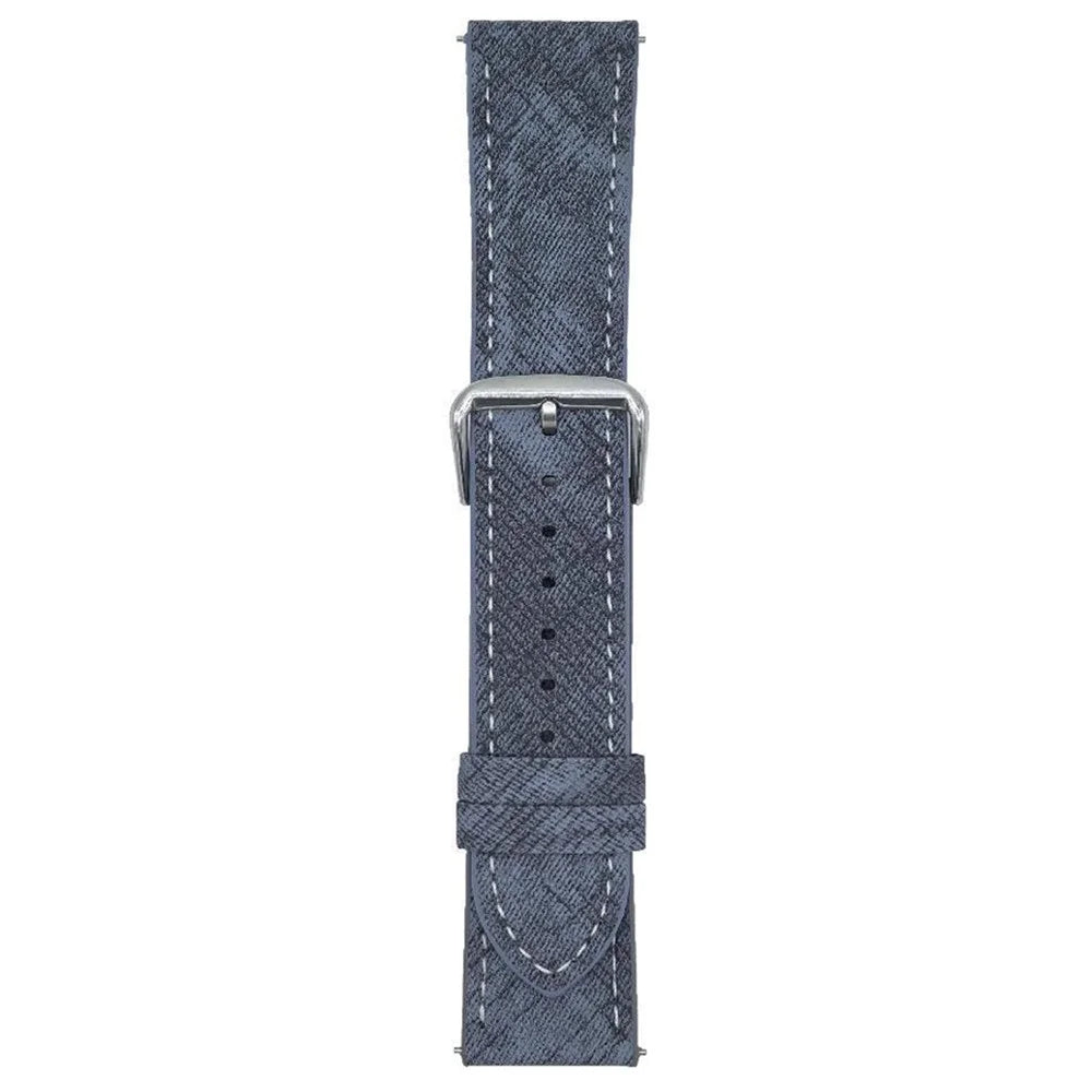 For Huawei Watch GT 5 41mm Watch Bands Universal 18mm Leather Wrist Strap with Steel Buckle - Indigo - 1