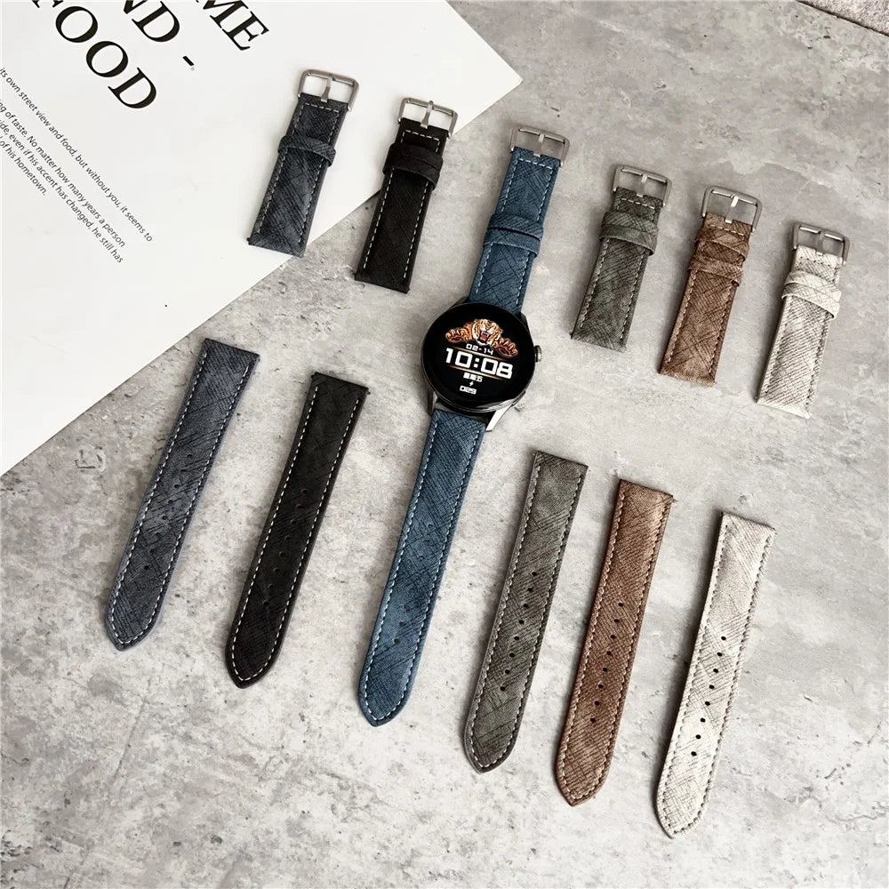 For Huawei Watch GT 5 41mm Watch Bands Universal 18mm Leather Wrist Strap with Steel Buckle - Indigo - 7