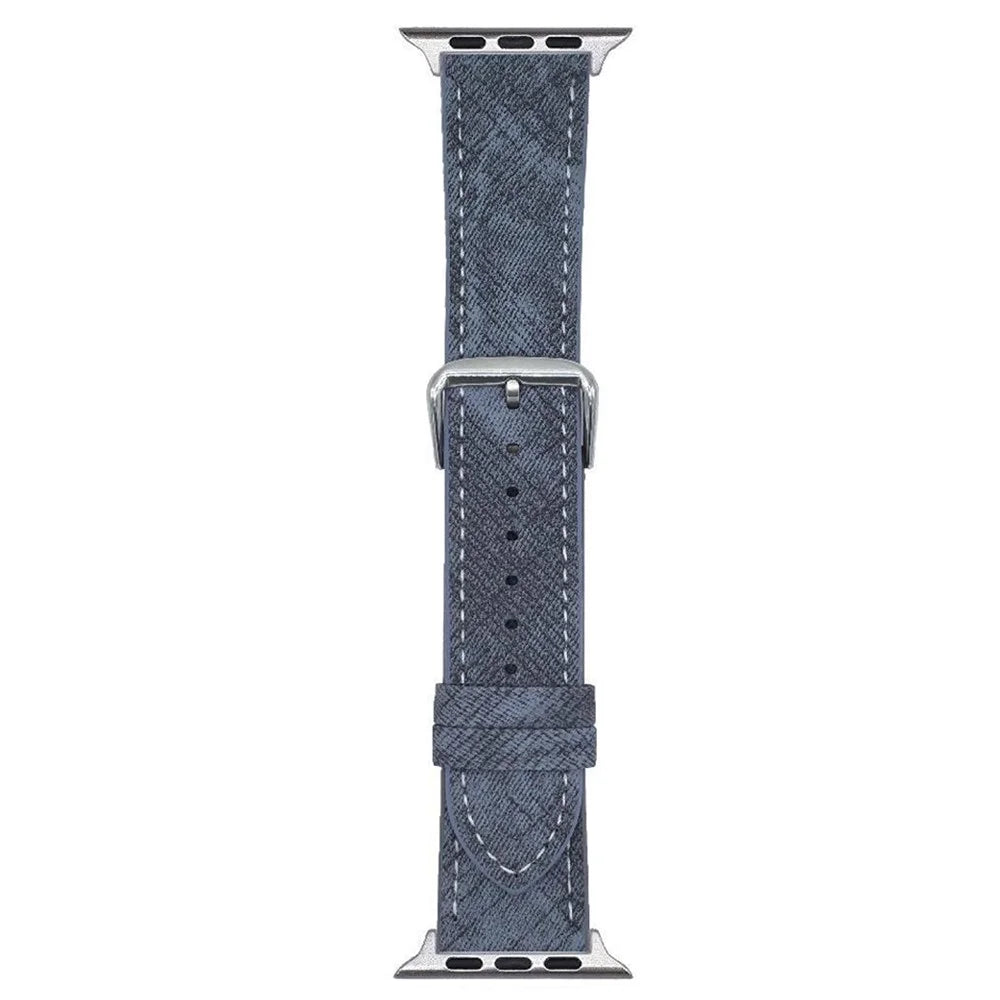 Watch Bands For Apple Watch Series 11 10 42mm / 9 8 7 41mm / SE3 SE2 SE 6 5 4 40mm / 3 2 1 38mm Leather Wrist Strap with Steel Buckle - Indigo - 1
