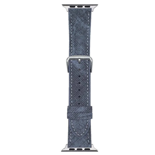Watch Bands For Apple Watch Series 11 10 42mm / 9 8 7 41mm / SE3 SE2 SE 6 5 4 40mm / 3 2 1 38mm Leather Wrist Strap with Steel Buckle - Indigo - 1