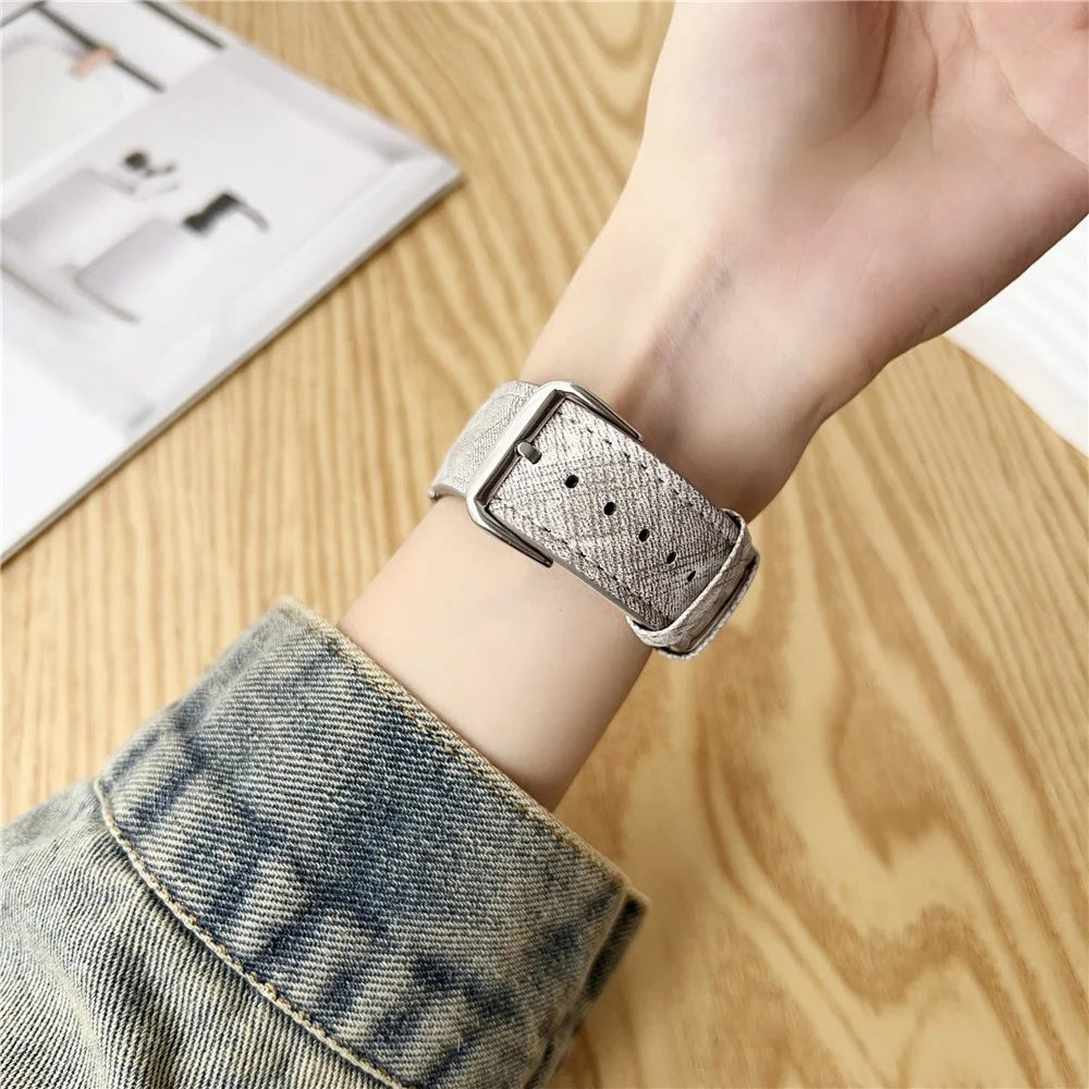 Watch Bands For Apple Watch Series 11 10 42mm / 9 8 7 41mm / SE3 SE2 SE 6 5 4 40mm / 3 2 1 38mm Leather Wrist Strap with Steel Buckle - Indigo - 3