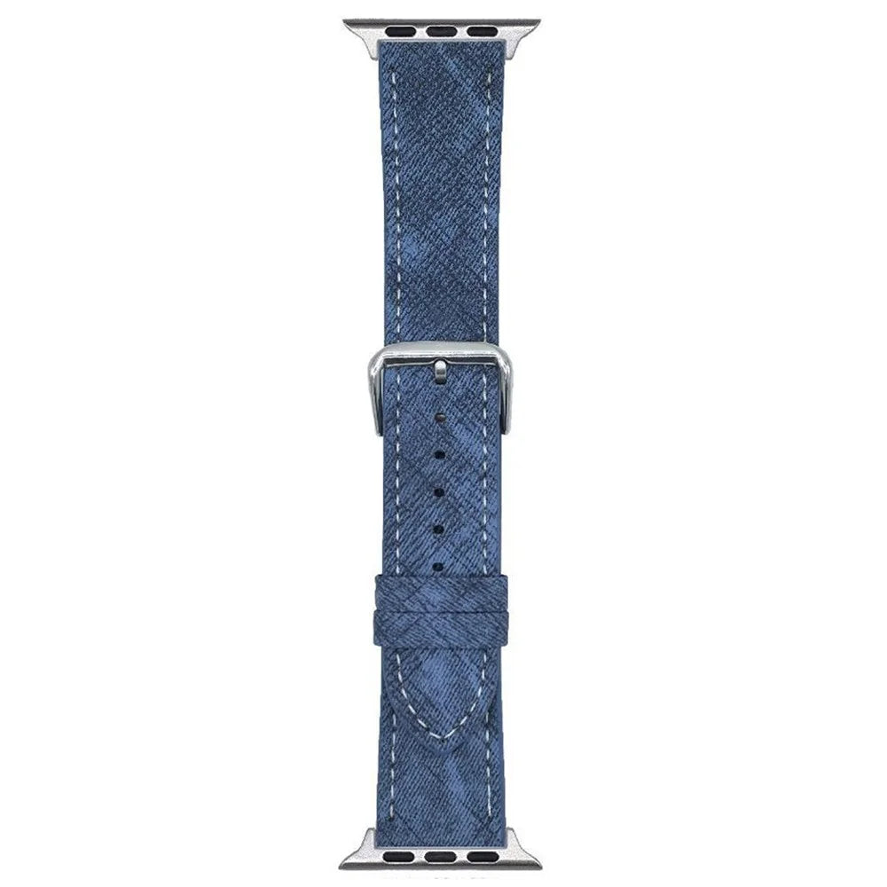 Watch Bands For Apple Watch Ultra 3 2 1 49mm / Series 11 10 46mm / 9 8 7 45mm / SE3 SE2 SE 6 5 4 44mm / 3 2 1 42mm Leather Wrist Strap with Steel Buckle - Bright Blue - 1