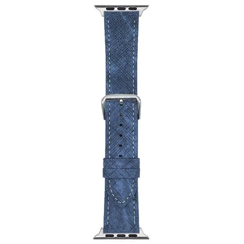 Watch Bands For Apple Watch Ultra 3 2 1 49mm / Series 11 10 46mm / 9 8 7 45mm / SE3 SE2 SE 6 5 4 44mm / 3 2 1 42mm Leather Wrist Strap with Steel Buckle - Bright Blue - 1