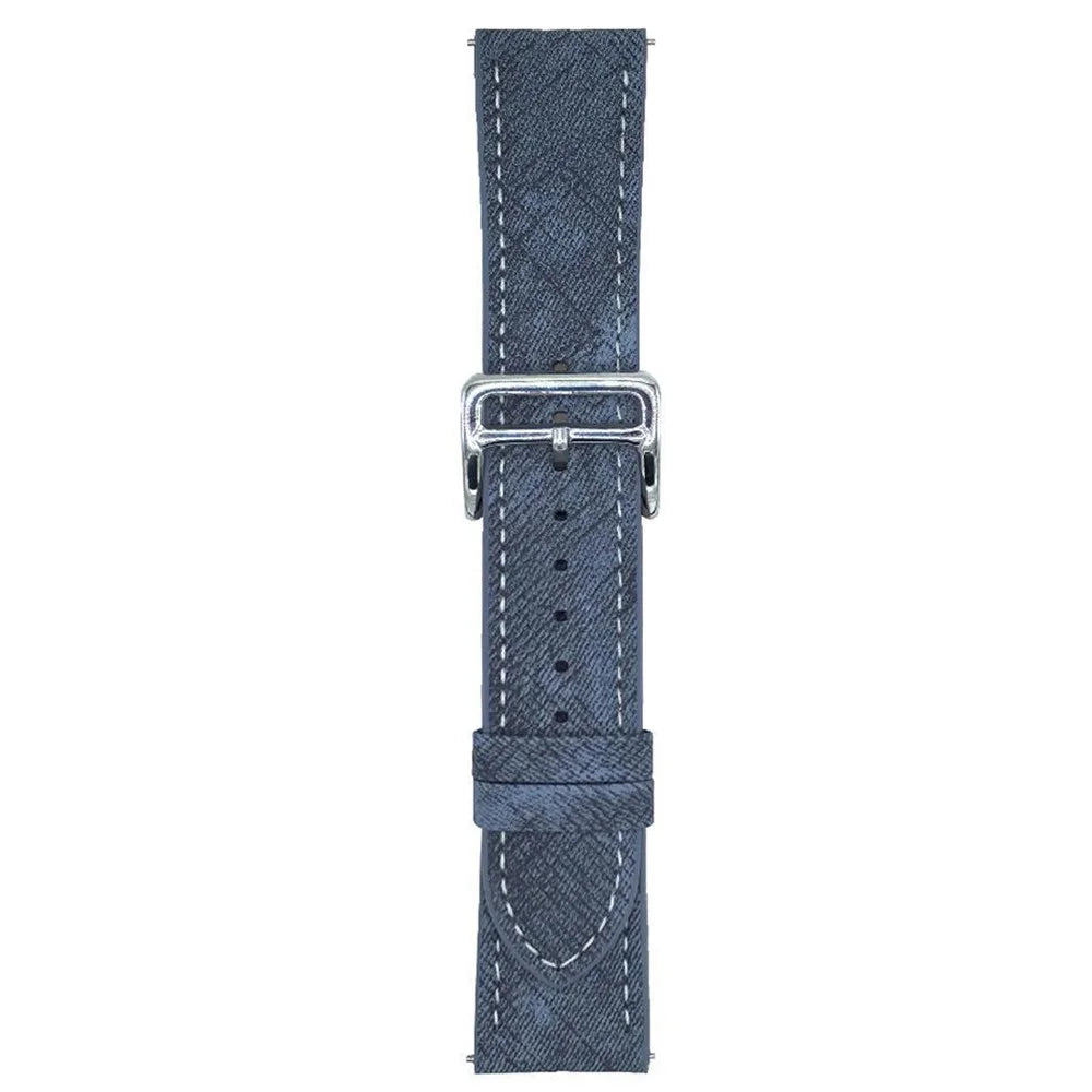 For Samsung Galaxy Watch7  /  Watch6 Bands Universal 20mm Adjustable Leather Watchband Wrist Strap - Indigo - 1