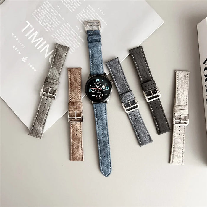 For Samsung Galaxy Watch7  /  Watch6 Bands Universal 20mm Adjustable Leather Watchband Wrist Strap - Indigo - 6