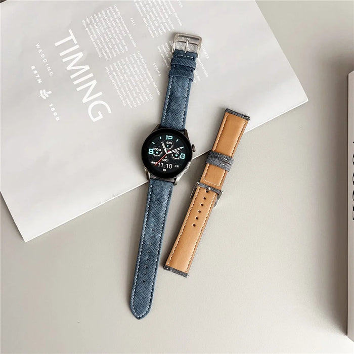 For Huawei Watch GT 5 46mm Bands Universal 22mm Adjustable Leather Watchband Wrist Strap - Bright Blue - 5