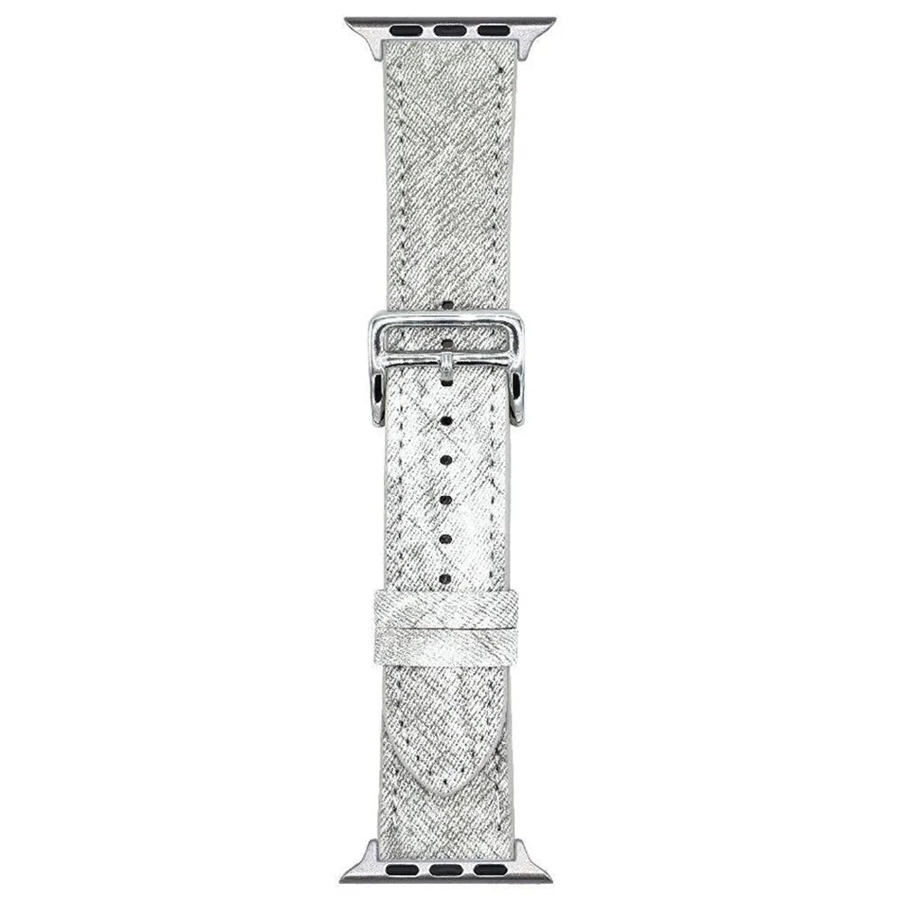 Leather Watchband For Apple Watch Series 11 10 42mm / 9 8 7 41mm / SE3 SE2 SE 6 5 4 40mm / 3 2 1 38mm Wrist Strap Replacement - White - 1