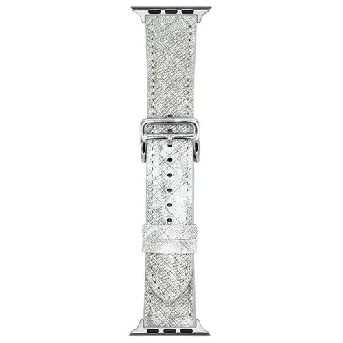 Leather Watchband For Apple Watch Series 11 10 42mm / 9 8 7 41mm / SE3 SE2 SE 6 5 4 40mm / 3 2 1 38mm Wrist Strap Replacement - White - 1