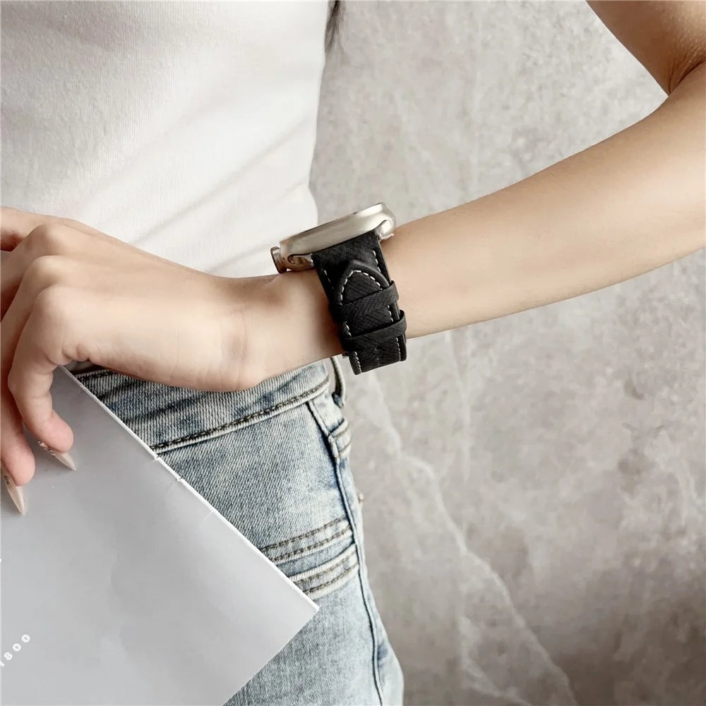 Leather Watchband For Apple Watch Series 11 10 42mm / 9 8 7 41mm / SE3 SE2 SE 6 5 4 40mm / 3 2 1 38mm Wrist Strap Replacement - White - 6
