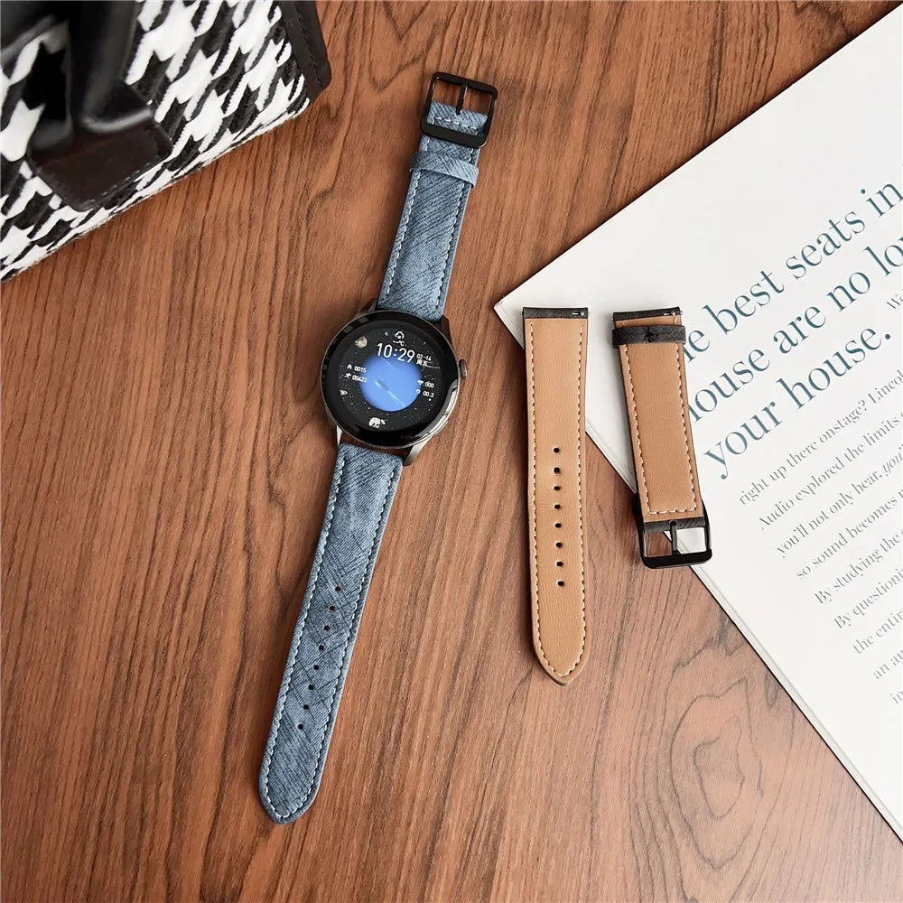 Double Loop Buckle Leather Band For Huawei Watch GT 5 41mm Watch Bands Universal 18mm Wrist Strap - Black - 3