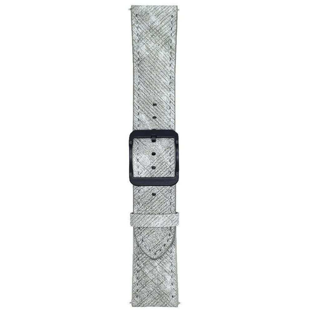 Double Loop Buckle Leather Band For Samsung Galaxy Watch7  /  Watch6 Watch Bands Universal 20mm Strap - White - 1
