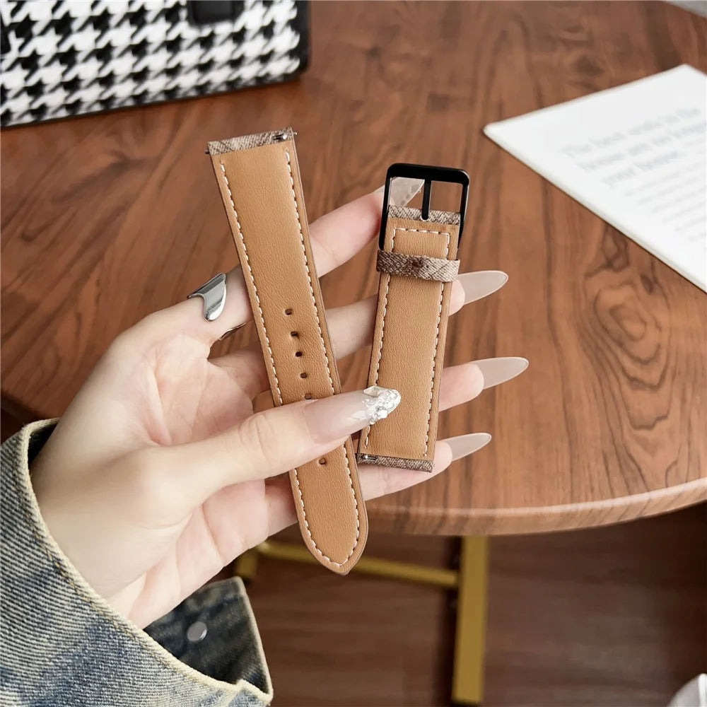 Double Loop Buckle Leather Band For Samsung Galaxy Watch7  /  Watch6 Watch Bands Universal 20mm Strap - White - 5