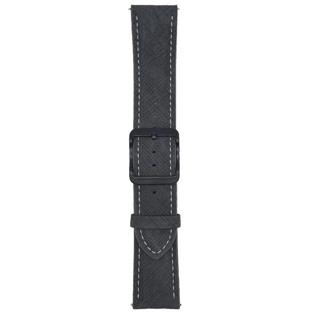Double Loop Buckle Leather Band For Huawei Watch GT 5 46mm Watch Bands Universal 22mm Strap - Black - 1