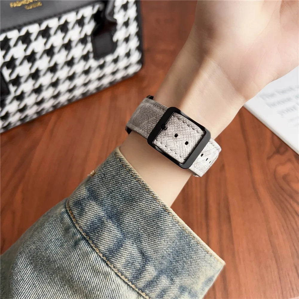 Double Loop Buckle Leather Band For Huawei Watch GT 5 46mm Watch Bands Universal 22mm Strap - Black - 4