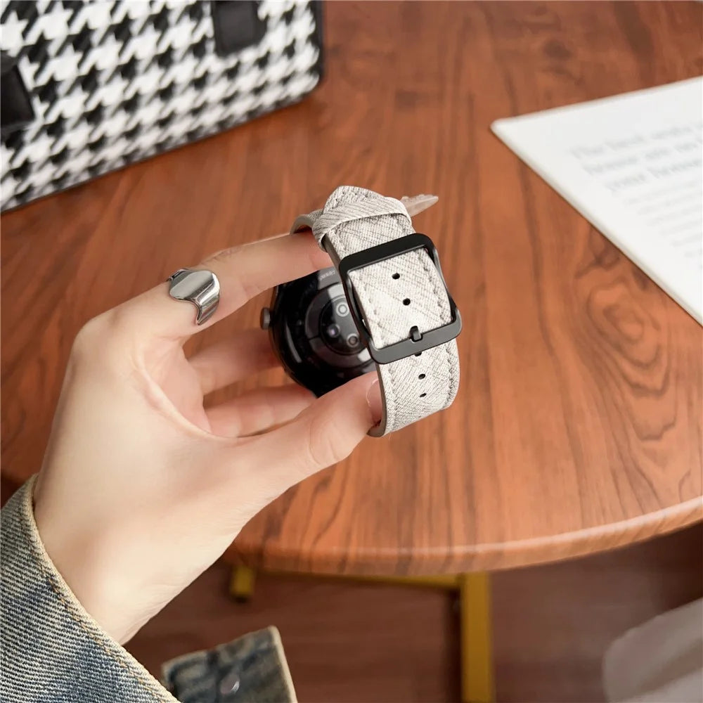 Double Loop Buckle Leather Band For Huawei Watch GT 5 46mm Watch Bands Universal 22mm Strap - Black - 5