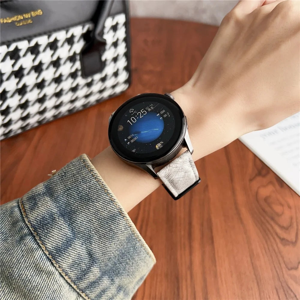 Double Loop Buckle Leather Band For Huawei Watch GT 5 46mm Watch Bands Universal 22mm Strap - Black - 6