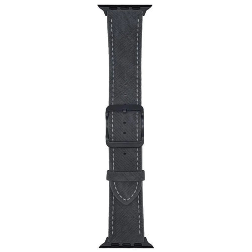 Double Loop Buckle Leather Band For Apple Watch Series 11 10 42mm / 9 8 7 41mm / SE3 SE2 SE 6 5 4 40mm / 3 2 1 38mm Watch Bands Strap - Black - 1