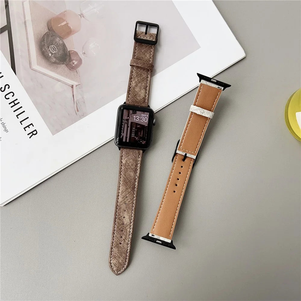 Double Loop Buckle Leather Band For Apple Watch Series 11 10 42mm / 9 8 7 41mm / SE3 SE2 SE 6 5 4 40mm / 3 2 1 38mm Watch Bands Strap - Black - 2