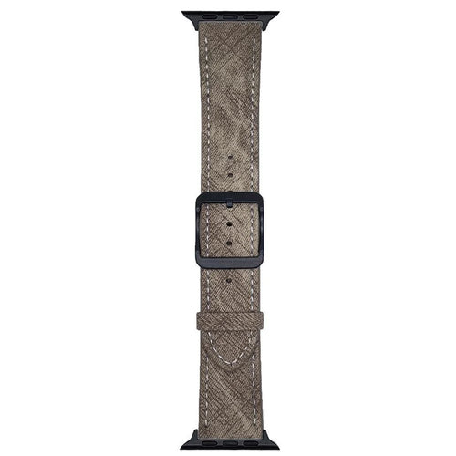 Double Loop Buckle Leather Band For Apple Watch Ultra 3 2 1 49mm / Series 11 10 46mm / 9 8 7 45mm / SE3 SE2 SE 6 5 4 44mm / 3 2 1 42mm Watch Strap - Cream Coffee - 1