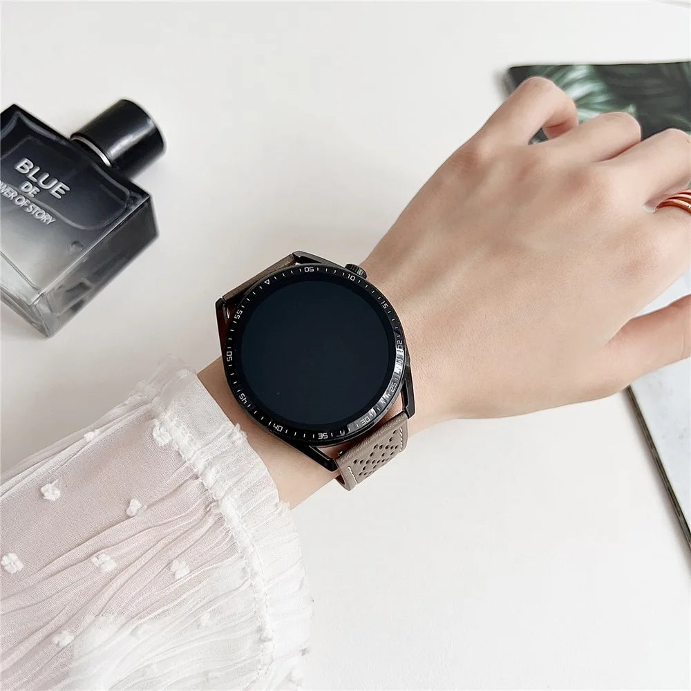 For Huawei Watch GT 5 46mm Microfiber Leather Watch Bands 22mm Breathable Magnetic Strap - Brown - 2